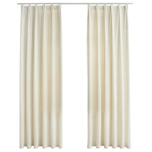 vidaXL Blackout Curtains 2 pcs with Hooks Velvet Cream 55.1x88.6"