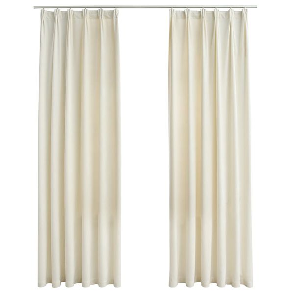 vidaXL Blackout Curtains 2 pcs with Hooks Velvet Cream 55.1x88.6"