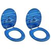 vidaXL WC Toilet Seats with Lid 2 pcs MDF Blue Water Drop Design (2x146906)