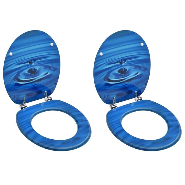 vidaXL WC Toilet Seats with Lid 2 pcs MDF Blue Water Drop Design (2x146906)