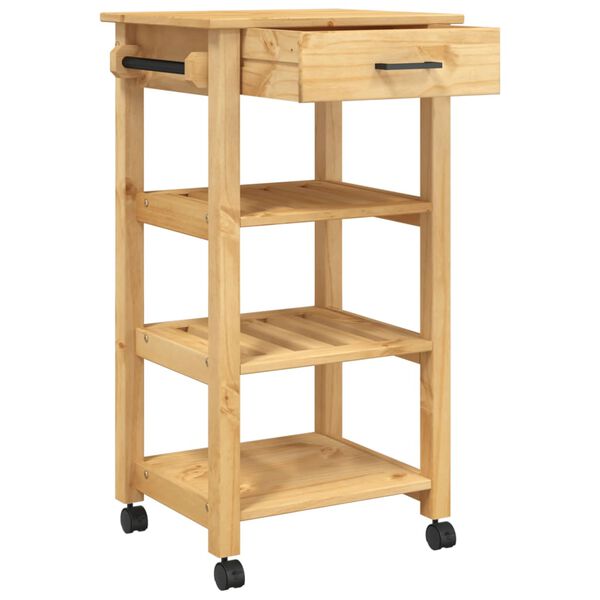 vidaXL Kitchen Trolley MONZA 18.9"x15.7"x34.8" Solid Wood Pine