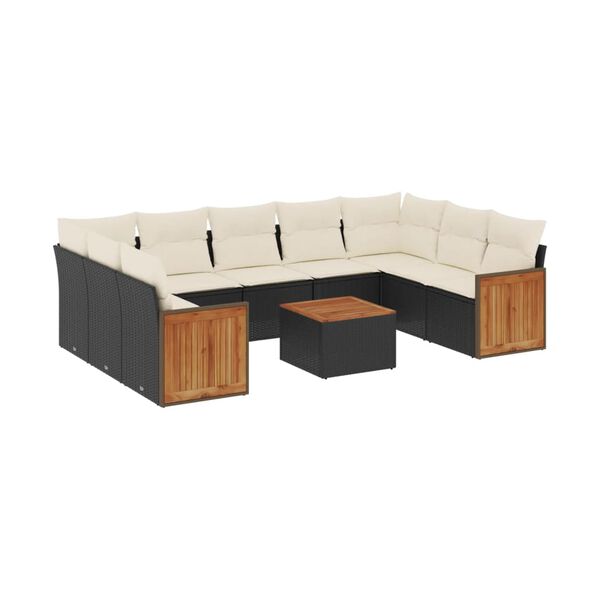 vidaXL Garden Sofa Set Black and Cream