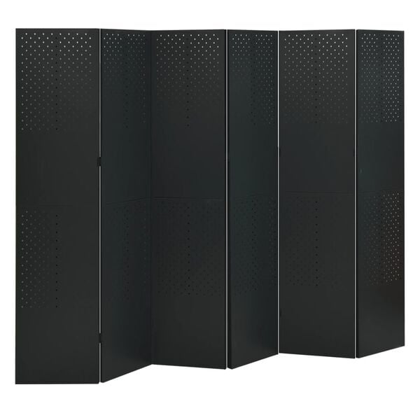 vidaXL 6-Panel Room Dividers 2 pcs Black 94.5"x70.9" Steel