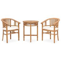 vidaXL 3 Piece Patio Dining Set with Cushions Solid Teak Wood