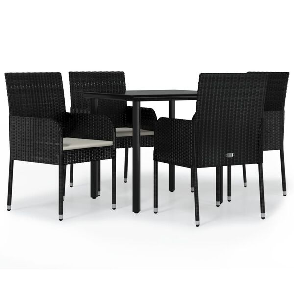 vidaXL Garden Dining Set Black and Cream White