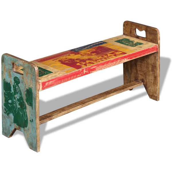 vidaXL Bench Multicolor Solid reclaimed wood 39.4x11.8x19.7 in Durable