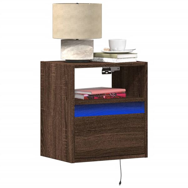 vidaXL Wall-mounted Bedside Cabinet Set of 2 Brown Oak Engineered Wood