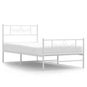 vidaXL Bed Frame White Steel Single Modern Bed Frame Rectangular