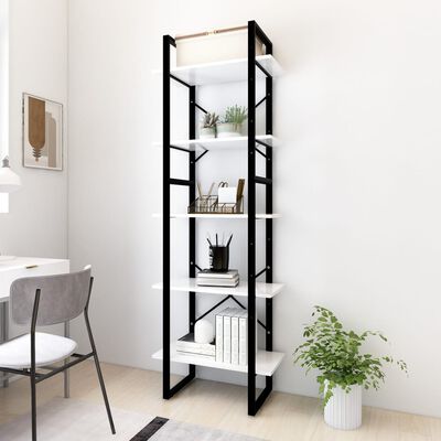 vidaXL 5-Tier Book Cabinet White 23.6"x11.8"x68.9" Engineered Wood