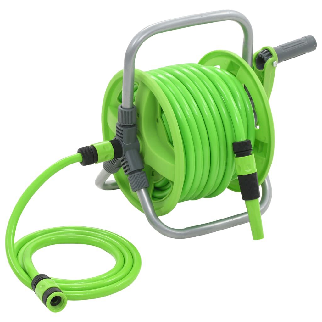 HIGH QUALITY 15M COMPACT GARDEN HOSE PIPE REEL SET WITH FITTING OUTDOOR WATERING 