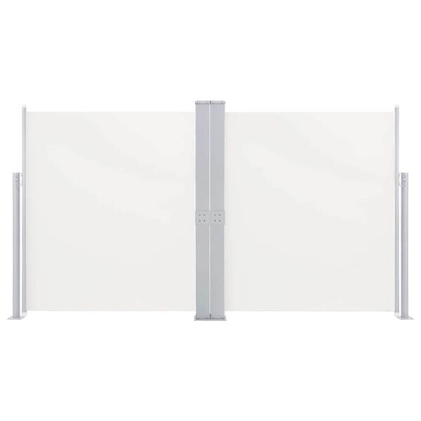 vidaXL Side Awning Cream fabric, Grey steel frame