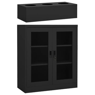 vidaXL Office Cabinet with Planter Box Anthracite 35.4"x15.7"x50.4" Steel