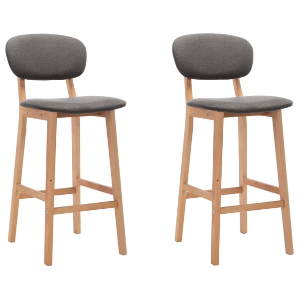 vidaXL Bar Chair Set of 2 Light Grey, Beech