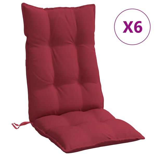 vidaXL Highback Chair Cushion Set of 6 Wine Red
