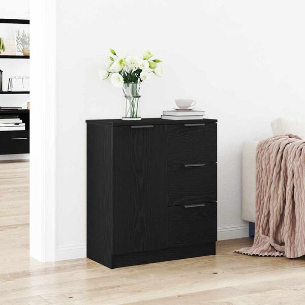 vidaXL Sideboard Black Oak 23.62 x 11.81 x 27.56 in Engineered Wood