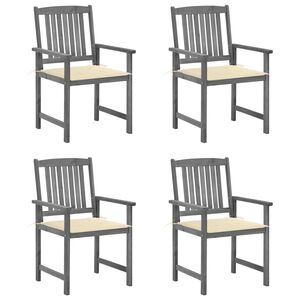 vidaXL Garden Chair Set of 4 Grey Solid Acacia wood Standard Durable