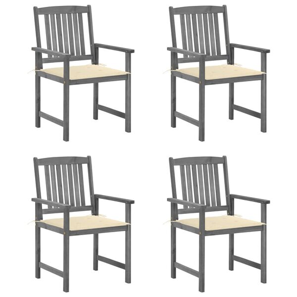 vidaXL Garden Chair Set of 4 Grey Solid Acacia wood Standard Durable