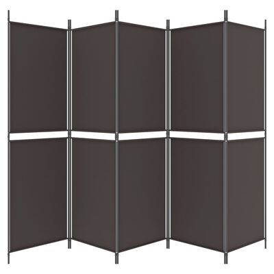 A zigzag folding room divider with multiple panels connected by vertical supports.