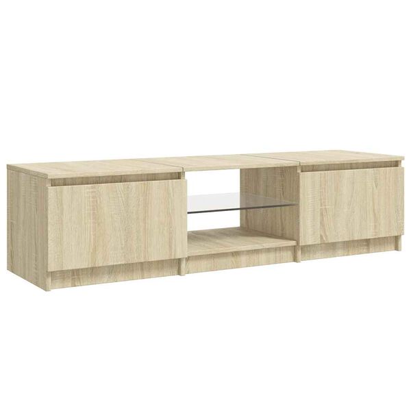 vidaXL TV Cabinet with LED Lights Sonoma Oak 55.1x15.7x14.2"