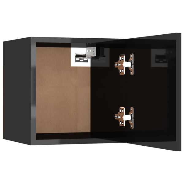 vidaXL Bedside Cabinet High gloss black Engineered wood