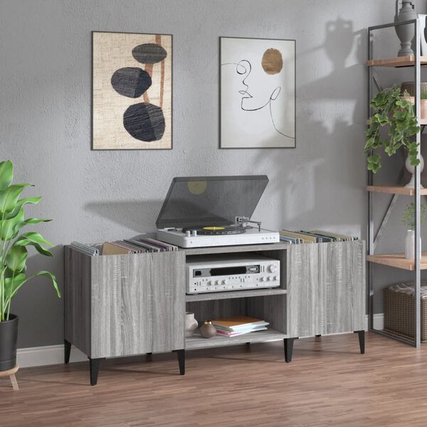 vidaXL Record Cabinet Grey Sonoma Engineered Wood Medium Record Cabinet