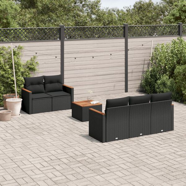 vidaXL Garden Sofa Set Black