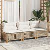 vidaXL Garden Sofa Set of 3 Beige