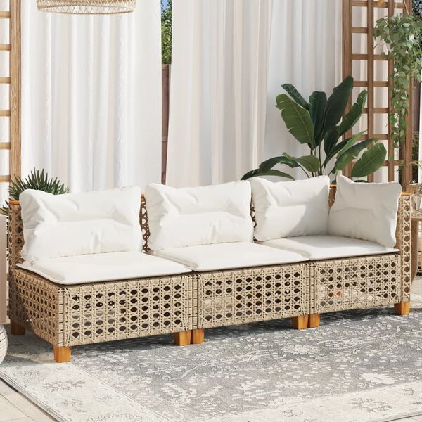 vidaXL Garden Sofa Set of 3 Beige