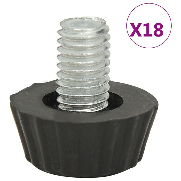 vidaXL Furniture Foot Black Plastic, Steel M8 x 0.4 in Adjustable Feet