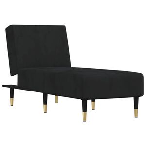 vidaXL Chaise Lounge Black Velvet, Plywood, Metal Standard
