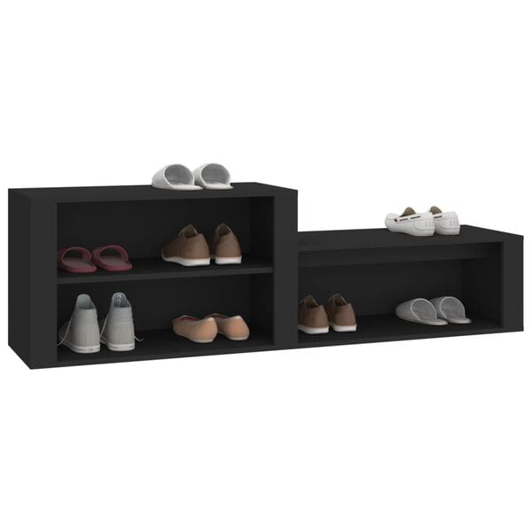 vidaXL Shoe Cabinet Black Engineered wood Medium Shoe Cabinet