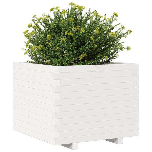 vidaXL Garden Planter White Solid pine wood 23.6x23.6 in Durable