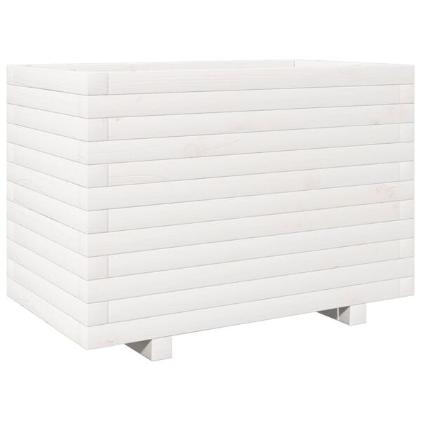 vidaXL Garden Planter White Solid Pine Wood Medium Garden Planter