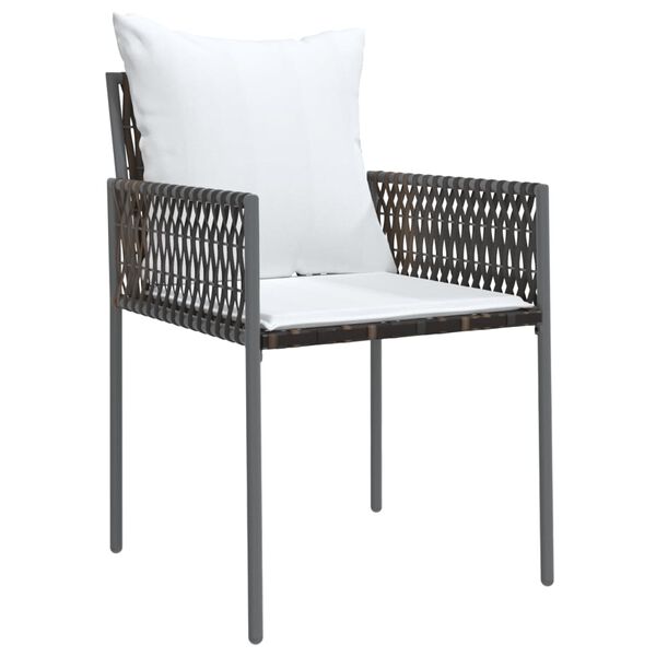 vidaXL Garden Chair Set of 6 Brown Poly Rattan, Powder-Coated Steel