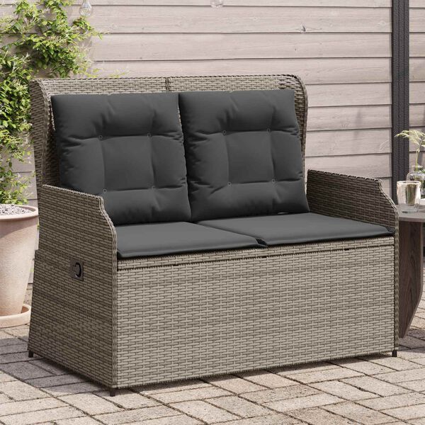 vidaXL Garden Bench Grey Poly Rattan