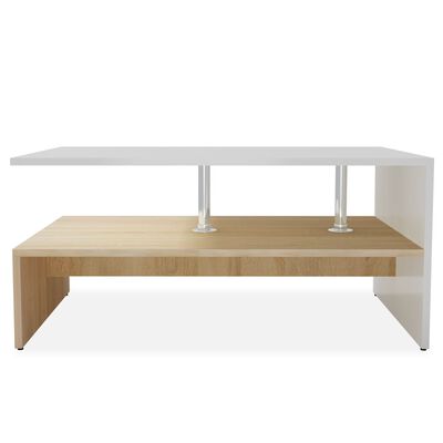 vidaXL Coffee Table Engineered Wood 35.4"x23.2"x16.5" Oak and White