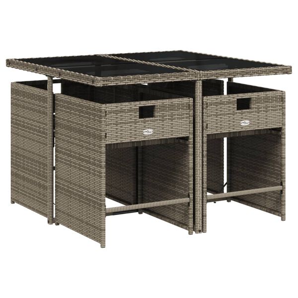 vidaXL Patio Dining Set Set of 4 Gray and Brown