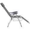 vidaXL Folding Camping Chairs 2 pcs with Footrest Gray Aluminum