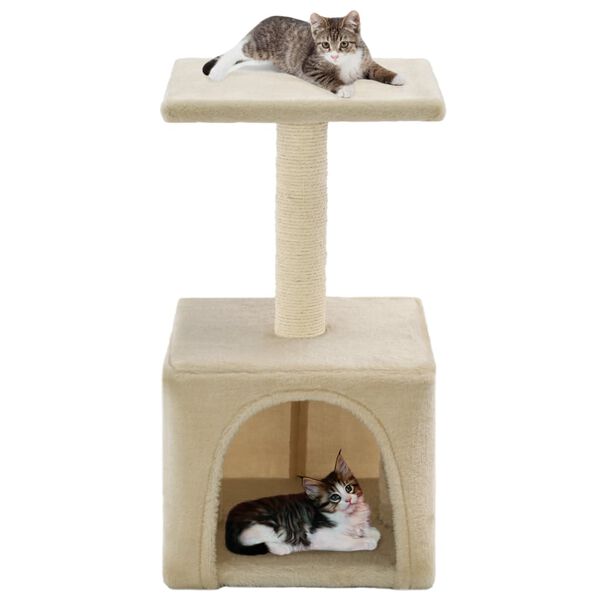 vidaXL Cat Tree Beige Particle board, soft plush, sisal rope 21.7 in