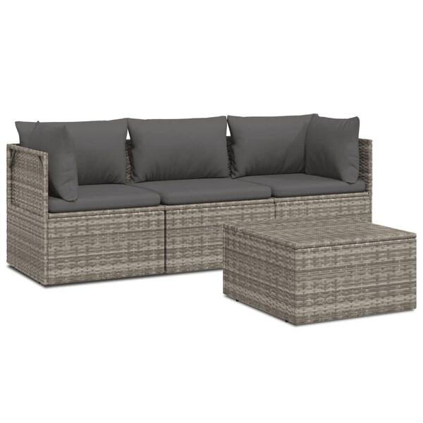 vidaXL Garden Lounge Set Grey PE rattan Modular, Sectional