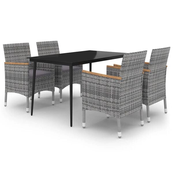 vidaXL Garden Dining Set Grey, Dark grey, Black