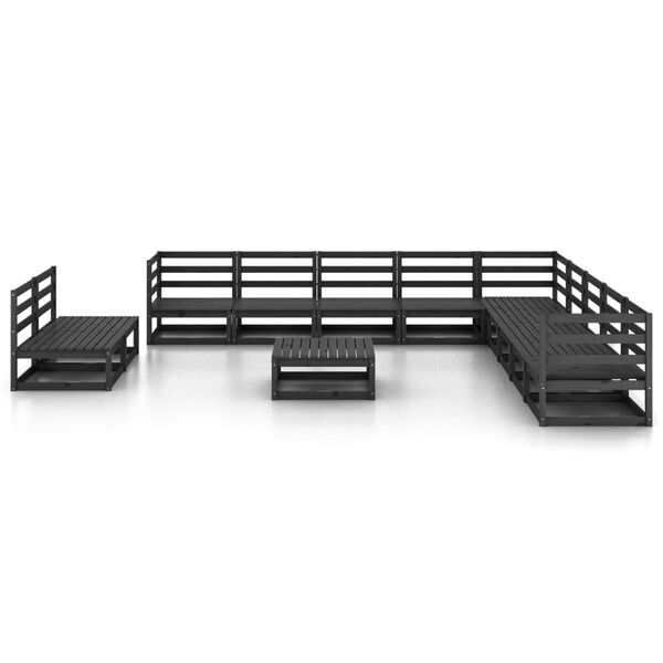 vidaXL Garden Lounge Set Black Solid pinewood Modular Garden Lounge Set
