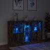 vidaXL Sideboard with LED Lights Smoked Oak 63.8"x14.6"x39.4"