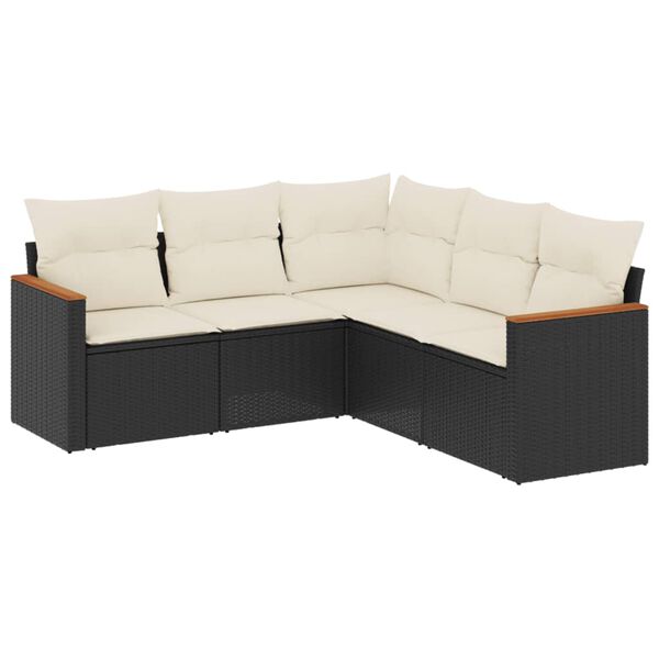 vidaXL Garden Sofa Set Black, Cream White