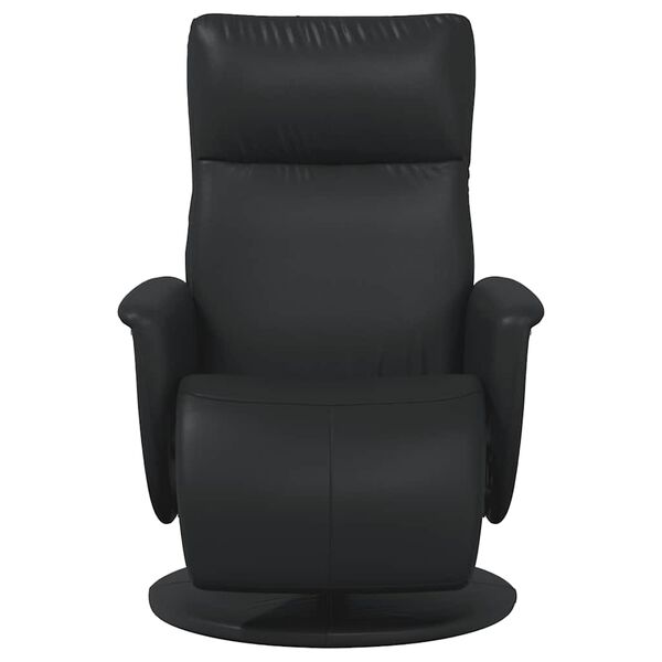 vidaXL Recliner Chair with Footrest Black Faux Leather