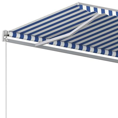 vidaXL Automatic Retractable Awning with Posts 9.8'x8.2' Blue&White