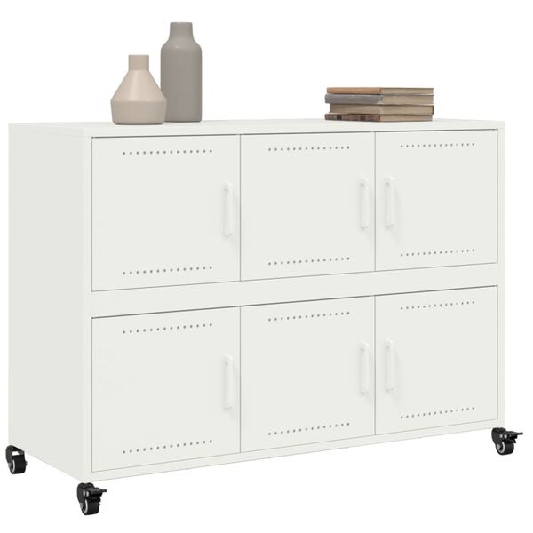 vidaXL Sideboard White Cold-rolled steel Medium Sideboard Rectangular
