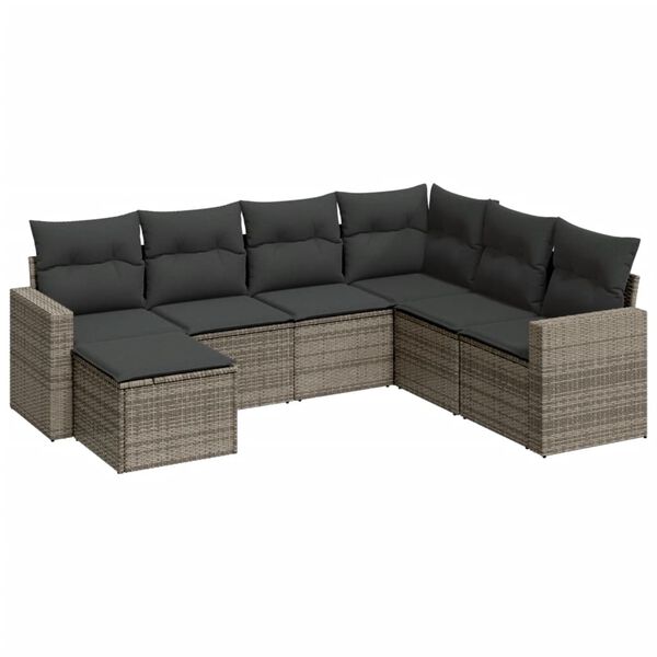 vidaXL Garden Sofa Set Grey PE rattan, powder-coated steel Large Modular