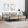 vidaXL Bed Frame Sonoma oak Steel, Engineered Wood Double bed size