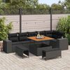 vidaXL Garden Sofa Set with Cushion 9 pcs Black Poly Rattan